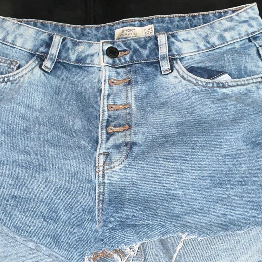 High-Waisted Light Blue Denim Shorts